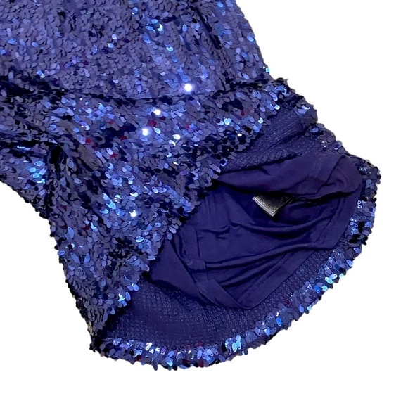 NWT BBDakota Leila navy oval sequin bodycon 3/4 sleeve dress above knee medium - Picture 10 of 12